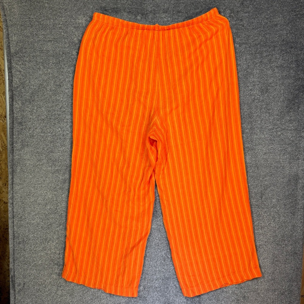 Old Navy Wide Leg Linen Pants Womens XL Blend Striped Orange Yellow Comfort - Picture 4 of 8